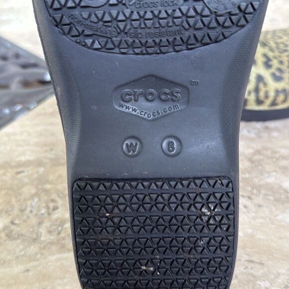 Crocs Neria Leopard Green, black brown slip on Comfort  size 8 - Picture 7 of 8